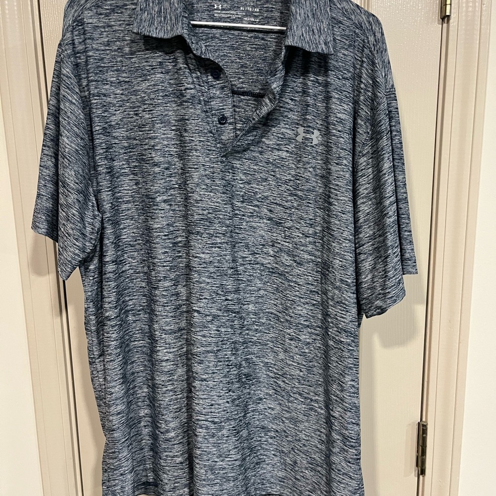 Under Armour Heathered Gray-Blue Performance Polo